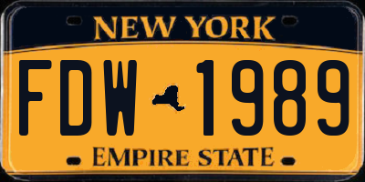NY license plate FDW1989