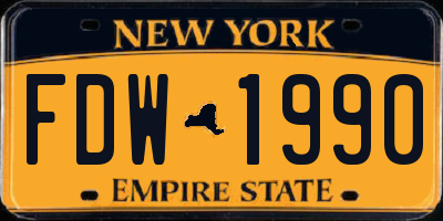 NY license plate FDW1990