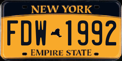 NY license plate FDW1992
