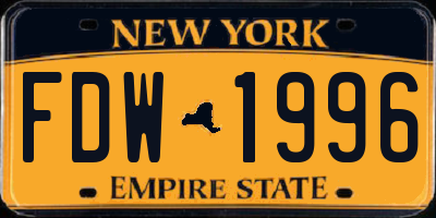 NY license plate FDW1996
