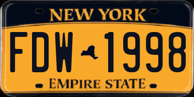 NY license plate FDW1998