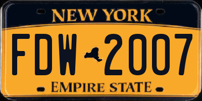 NY license plate FDW2007
