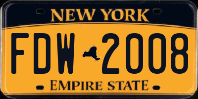NY license plate FDW2008