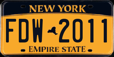 NY license plate FDW2011