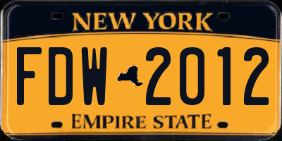 NY license plate FDW2012