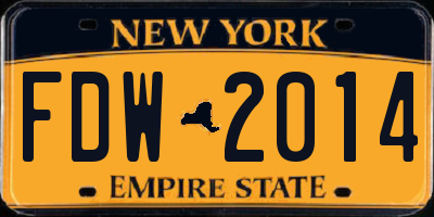 NY license plate FDW2014