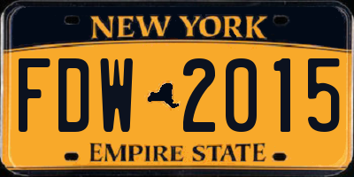 NY license plate FDW2015