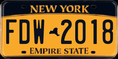 NY license plate FDW2018