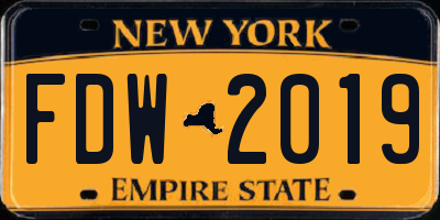 NY license plate FDW2019