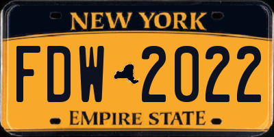 NY license plate FDW2022