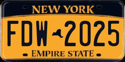NY license plate FDW2025