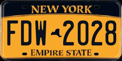 NY license plate FDW2028