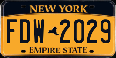 NY license plate FDW2029