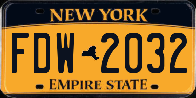 NY license plate FDW2032