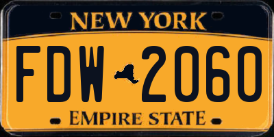 NY license plate FDW2060