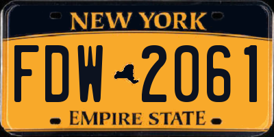 NY license plate FDW2061