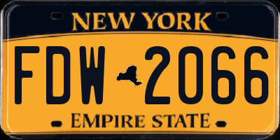 NY license plate FDW2066