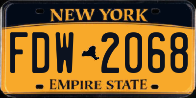 NY license plate FDW2068