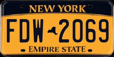 NY license plate FDW2069