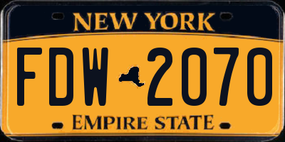 NY license plate FDW2070