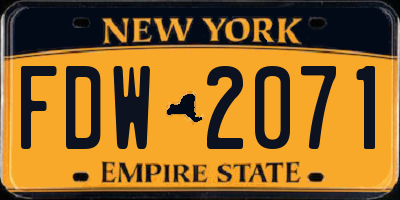 NY license plate FDW2071