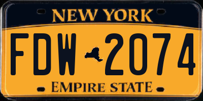 NY license plate FDW2074