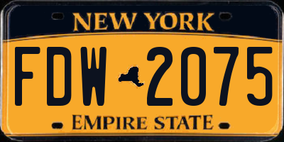 NY license plate FDW2075