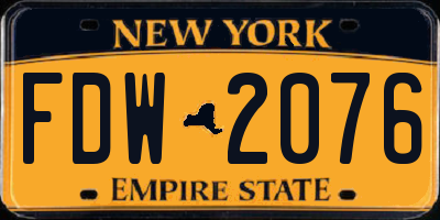 NY license plate FDW2076