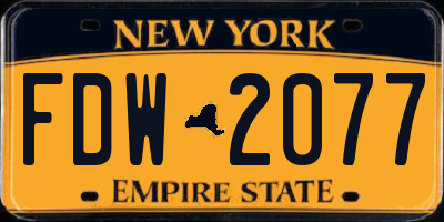 NY license plate FDW2077