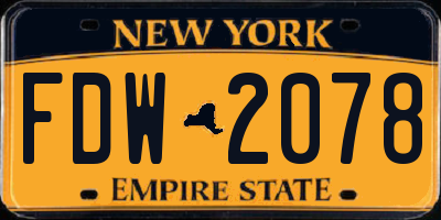 NY license plate FDW2078