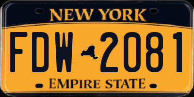 NY license plate FDW2081