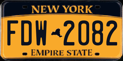 NY license plate FDW2082
