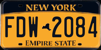 NY license plate FDW2084