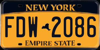 NY license plate FDW2086