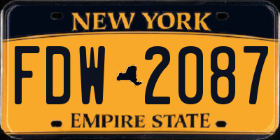 NY license plate FDW2087