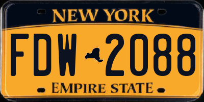 NY license plate FDW2088