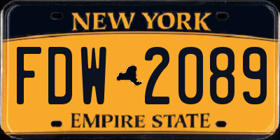 NY license plate FDW2089
