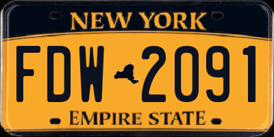 NY license plate FDW2091