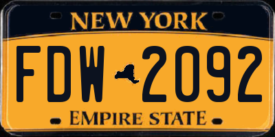 NY license plate FDW2092