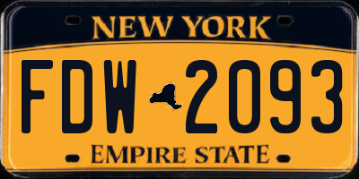 NY license plate FDW2093
