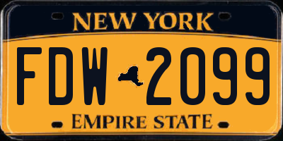 NY license plate FDW2099