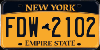 NY license plate FDW2102