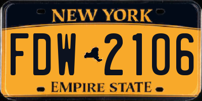 NY license plate FDW2106