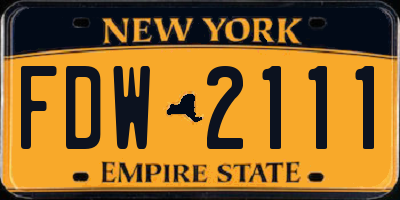 NY license plate FDW2111