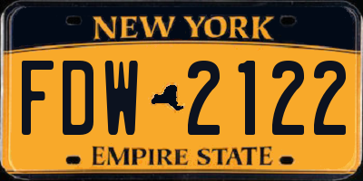 NY license plate FDW2122