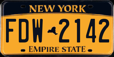 NY license plate FDW2142