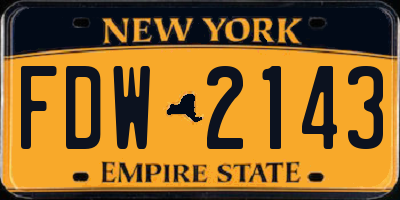 NY license plate FDW2143