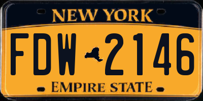 NY license plate FDW2146