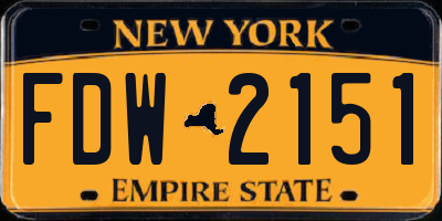 NY license plate FDW2151