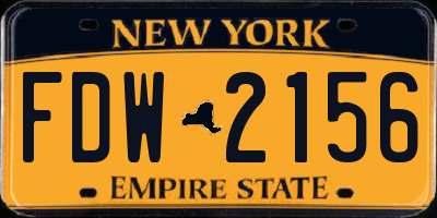 NY license plate FDW2156